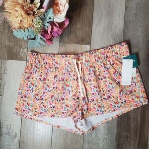 NWT Roxy Island in the Sun 2" Swim Boardshort Pastel Rose Swept Up Floral